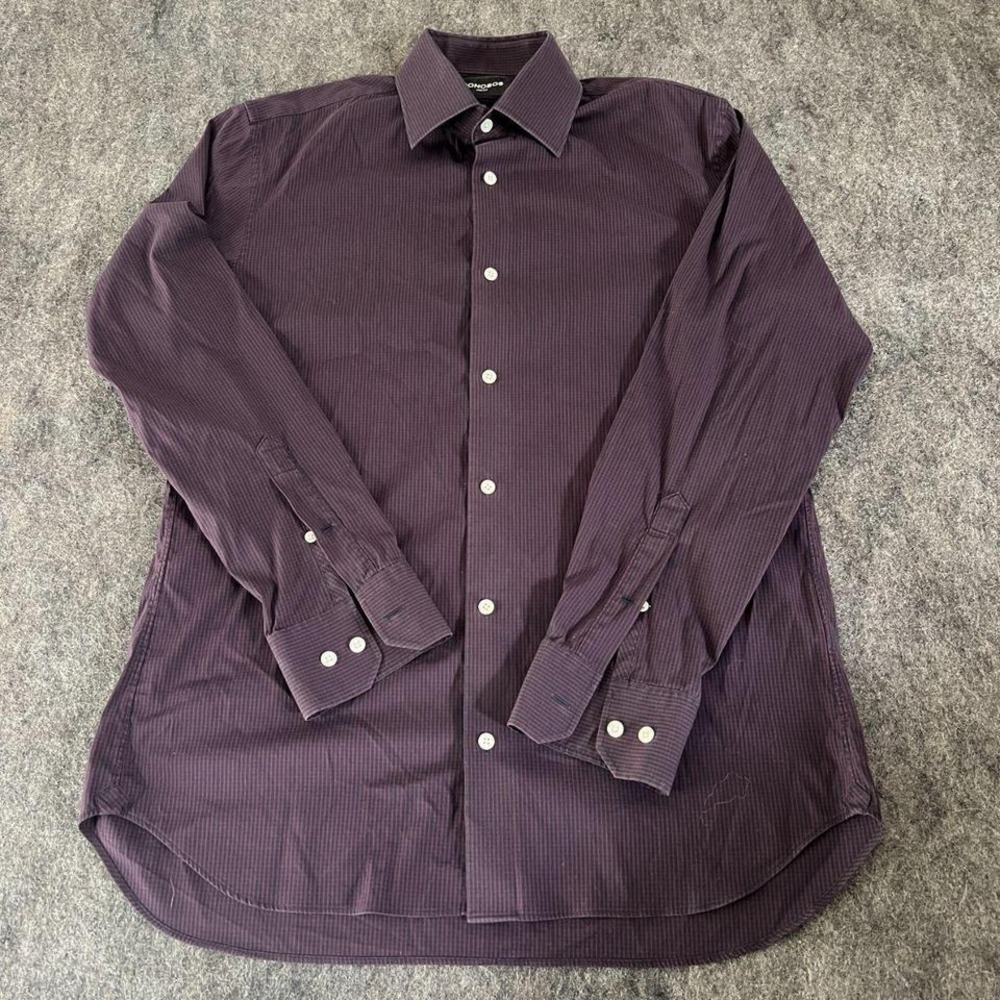 Bonobos Mens large (16) button down stretch‎ slim fit shirt purple black